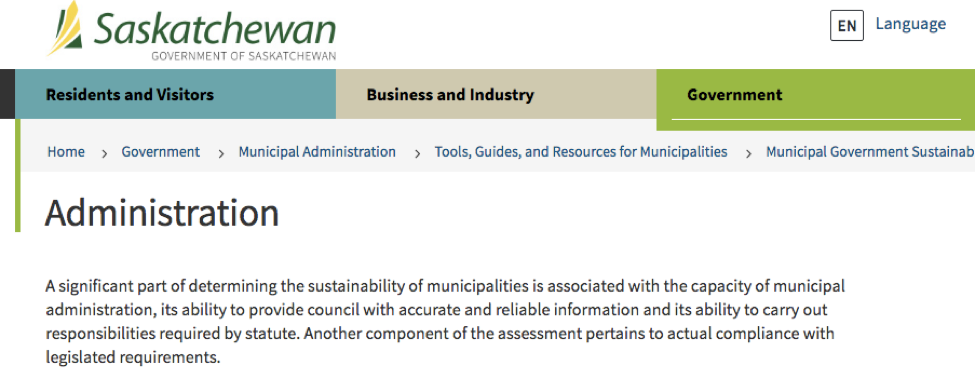Fig. 3-7: Government of Saskatchewan on municipal sustainability.