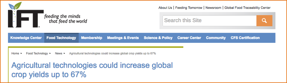 Figure 5-9: Screen shot of IFT prediction that technology will increase yield 