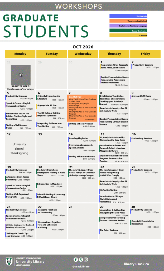 2026 Worskshops for Grad Students