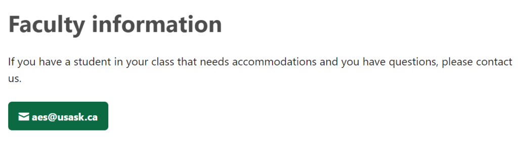 Contact information if needing support for accommodations.